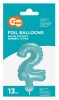 Blue number 2 Light Blue number foil balloon for cake 13 cm