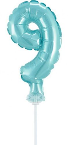 Blue Number 9 Light Blue Number foil balloon for cake 13 cm