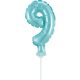 Blue Number 9 Light Blue Number foil balloon for cake 13 cm