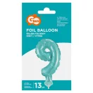 Number Light Blue Blue Number 9 Foil Balloon for Cake 13 cm