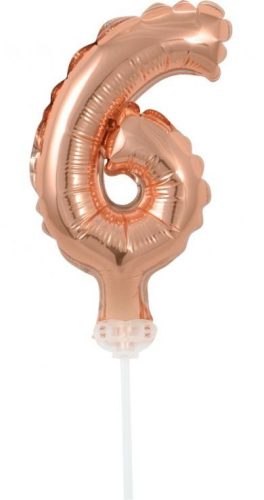Rose Gold Number 6 Foil Ballon for Cake 13 cm