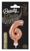 Rose Gold Number 6 Foil Ballon for Cake 13 cm