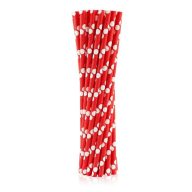 Colour Red Polka Dots Red Paper Straw Pack of 24