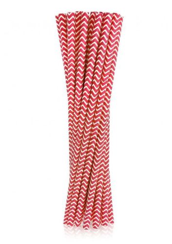 Red Chevron Paper Straw (24 pieces)