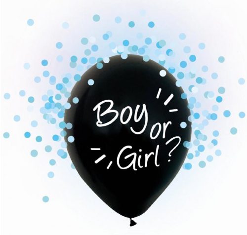 Boy or Girl, Blue confetti filled balloon, balloon 4 pieces 12 inch (30 cm)