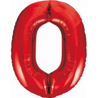 Number Red Red Number 0 Foil Balloon 85 cm