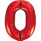 Red 0 Red number foil balloon 85 cm