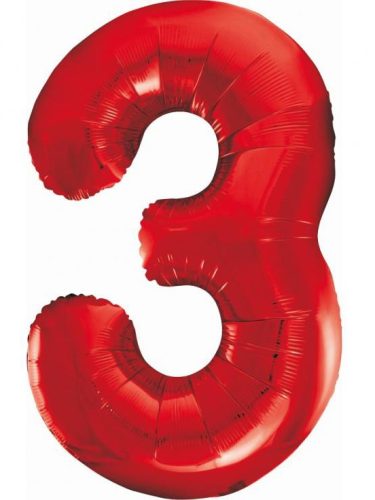 Red Red Number 3 foil balloon 85 cm