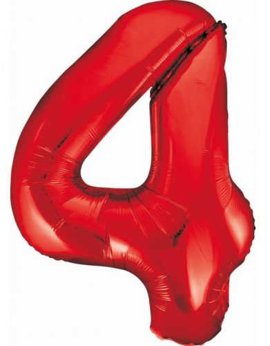 Red 4 Red number foil balloon 85 cm