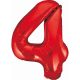 Number Red Red number 4 foil balloon 85 cm