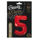 Number Red Red number 5 foil balloon 85 cm