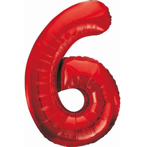 Number Red Red number 6 foil balloon 85 cm