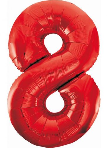 Red 8 Red number foil balloon 85 cm