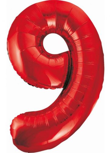 Red 9 Red number foil balloon 85 cm