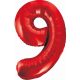 Red 9 Red number foil balloon 85 cm