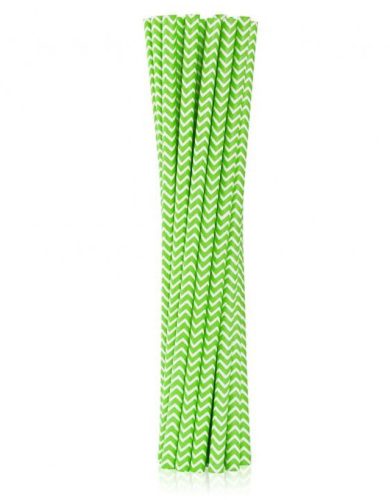 Colour Lime Green Chevron Green Paper Straw Pack of 12