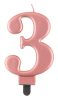 Number Metallic Rose Gold Number 3 Candle, Cake Candle