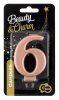 rose gold 6-inch metallic number candle, cake candle