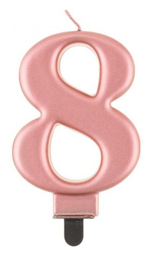 rose gold 8 as Metallic number candle, cake candle