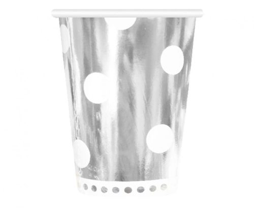 Silver B&C Polka Dots Silver paper cup 6 pcs 266 ml