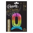 Number Rainbow Colorful number 0 foil balloon with base 74 cm