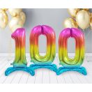 Number Rainbow Colorful number 0 foil balloon with base 74 cm