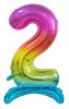 Colour Rainbow number 2 foil balloon with base 74 cm
