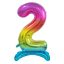 Number Rainbow Colorful number 2 foil balloon with base 74 cm