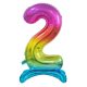 Colour Rainbow number 2 foil balloon with base 74 cm