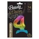Number Rainbow Colorful Number 4 Foil Balloon with Base 74 cm