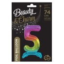 Number Rainbow Colorful number 5 foil balloon with base 74 cm