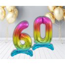 Number Rainbow Colorful number 6 foil balloon with base 74 cm