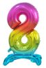 Colour Rainbow Number 8 foil balloon with base 74 cm