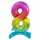 Colour Rainbow Number 8 foil balloon with base 74 cm