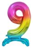 Colour Rainbow Number 9 foil balloon with base 74 cm