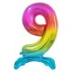 Colour Rainbow Number 9 foil balloon with base 74 cm