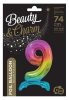 Colour Rainbow Number 9 foil balloon with base 74 cm