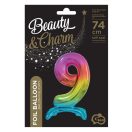 Number Rainbow Colorful Number 9 Foil Balloon with Base 74 cm