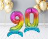 Colour Rainbow Number 9 foil balloon with base 74 cm