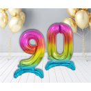 Number Rainbow Colorful Number 9 Foil Balloon with Base 74 cm