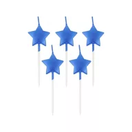Star Metallic Blue Star, Blue cake candle, candle set 5 pcs