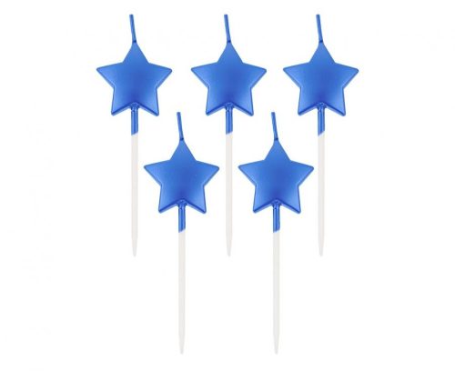 Metallic Blue Star, Blue Star cake candle, candle set 5 pieces