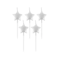 Star Metallic Silver Silver Birthday Candle Set of 5 pcs