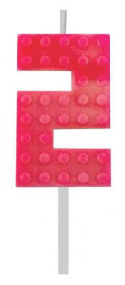 building blocks 2-es Red Blocks cake candle, number candle