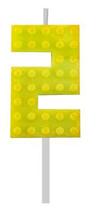 building blocks 2-es Yellow Blocks cake candle, number candle