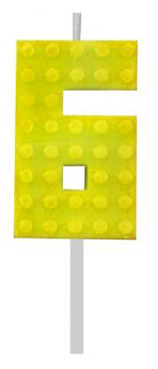 building blocks 6-inch Yellow Blocks cake candle, number candle