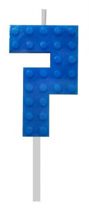 Blocks Blue Blocks Building block candle 7 Blue for cake, number candle
