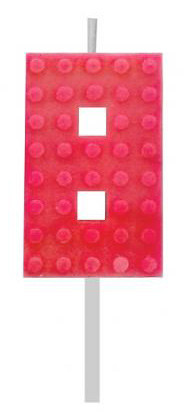 Blocks Red Blocks Building Block Number Candle 8 Red, Birthday Candle