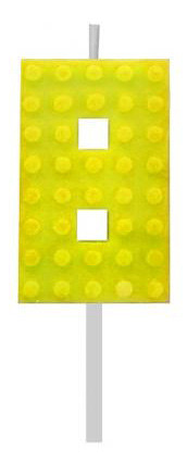 building blocks 8-as Yellow Blocks cake candle, number candle