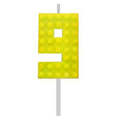 building blocks 9-inch Yellow Blocks cake candle, number candle